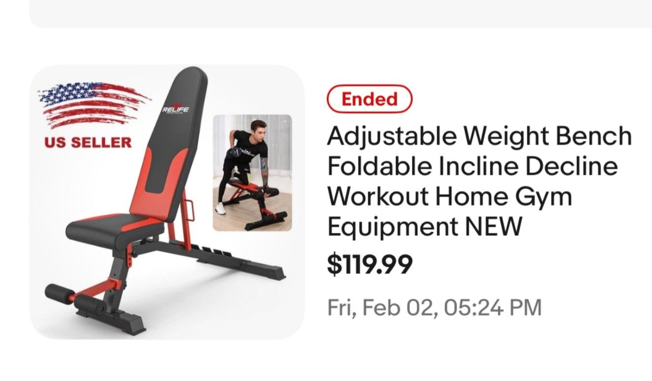 Weight Bench Adjustable With Folded Incline New Unopened Box