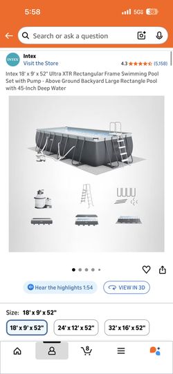 Intex Pool 18 X 9