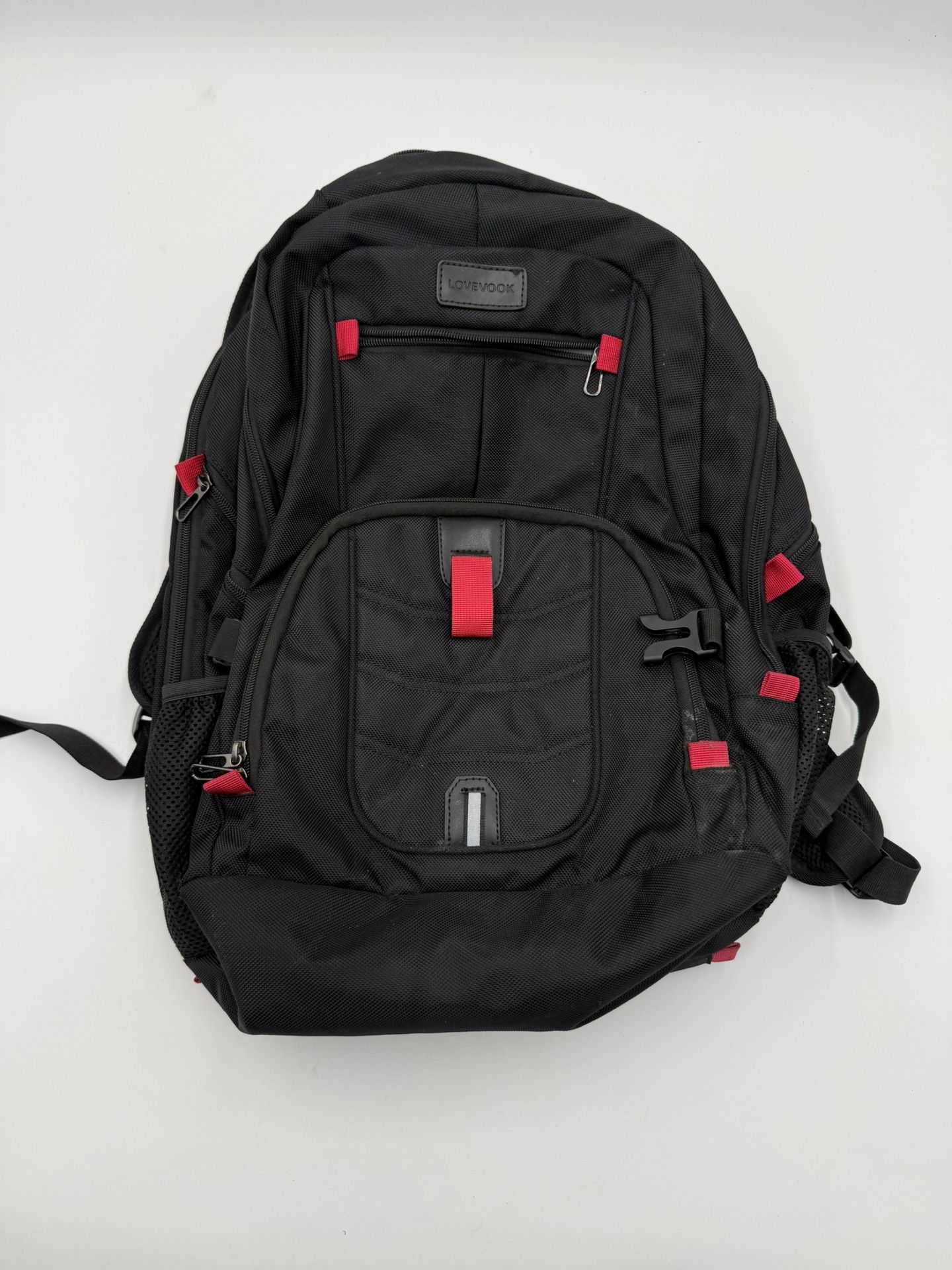 LOVEVOOK Laptop Backpack 17” USB Charging Port Travel School Bag Black Red