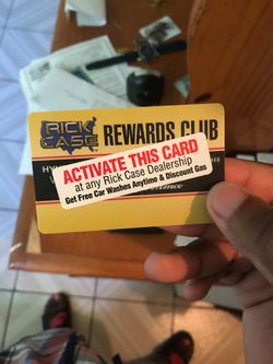 Reward card for free car washes and gas