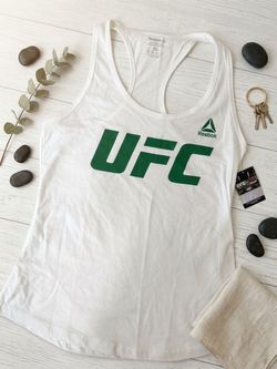 Reebok Womens UFC Racerback Tank Top White Green XL