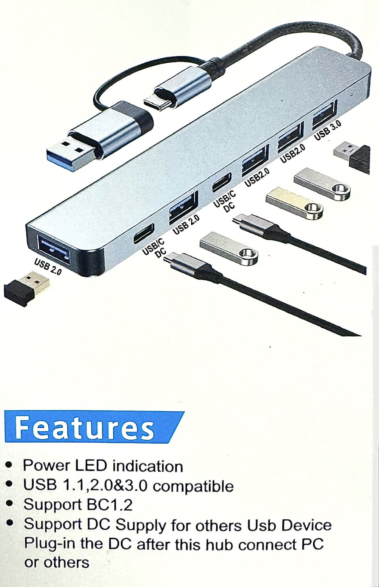 ⚡️ 💻 Aluminum 7-in-1 Multiport USB Splitter Adapter/Hub, All USB Versions (sealed new)