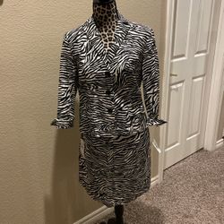 Womens Bandolino 2 Piece Jacket And Skirt Set, Zebra Print, Size 8, New With Tags, $15