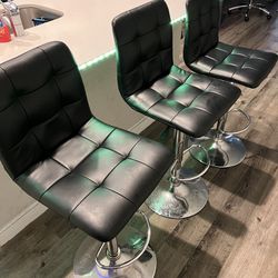 Black Leather Bar Stool Chairs