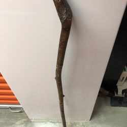 Med Century Antique Hand Made Walking Cane Natural Wood