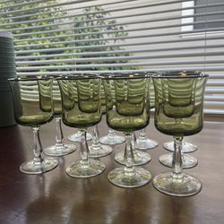 Vintage Green Wine Glasses (set of 12)