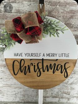 Christmas wood door hanger