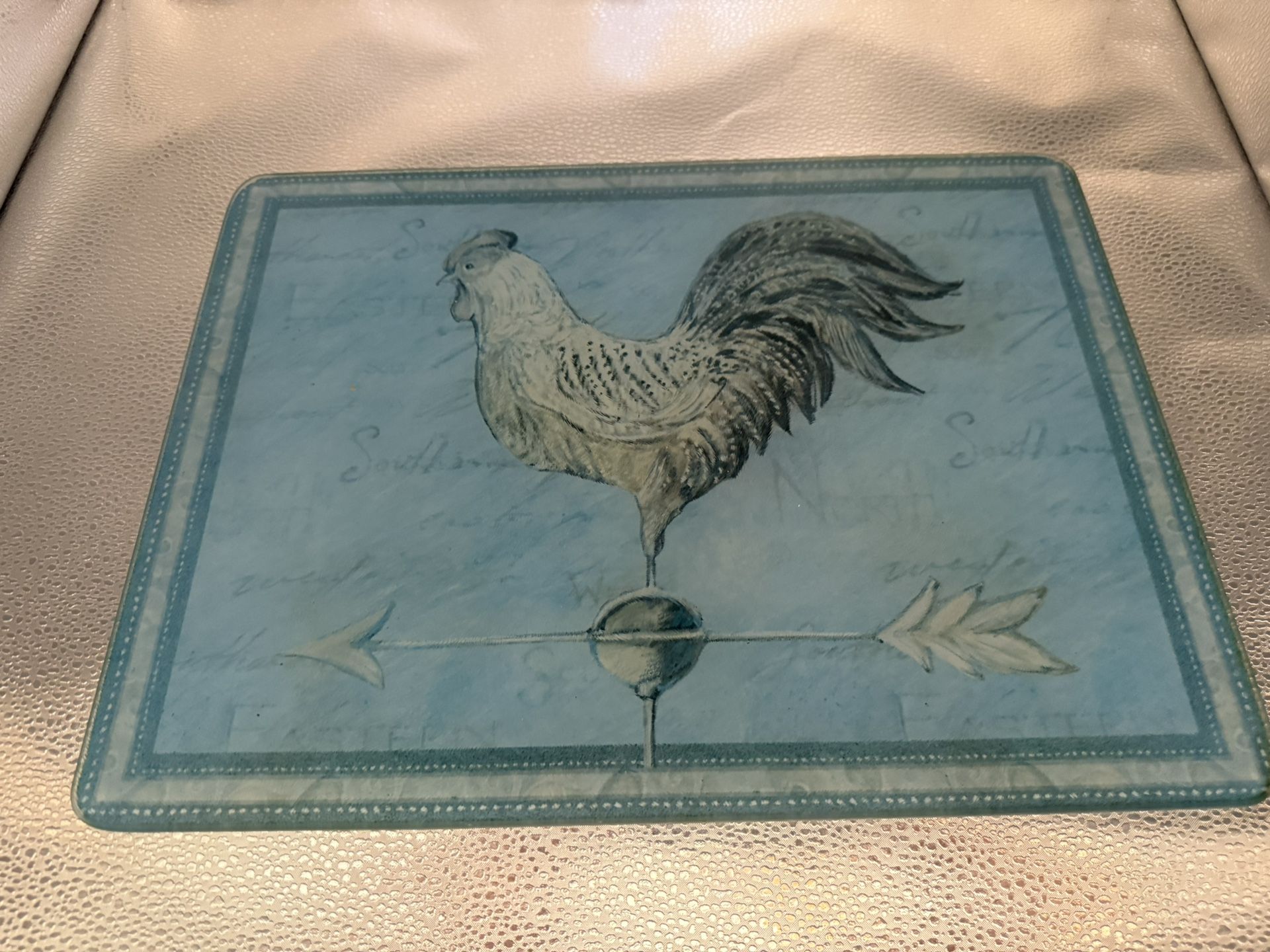 Blue Rooster Glass Cutting Board 