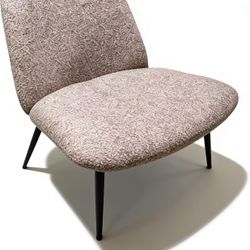 Modern Minimalist Armless Accent Chair with Metal Legs Upholstered in Fabric Brown