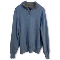 Lands’ End Blue Cotton 1/4 Zip Sweater