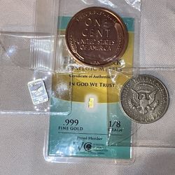 Gold Bar + Silver Bar + Copper Round + Silver Half Dollar - 