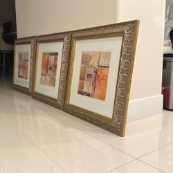 3 Gold Framed Pictures 