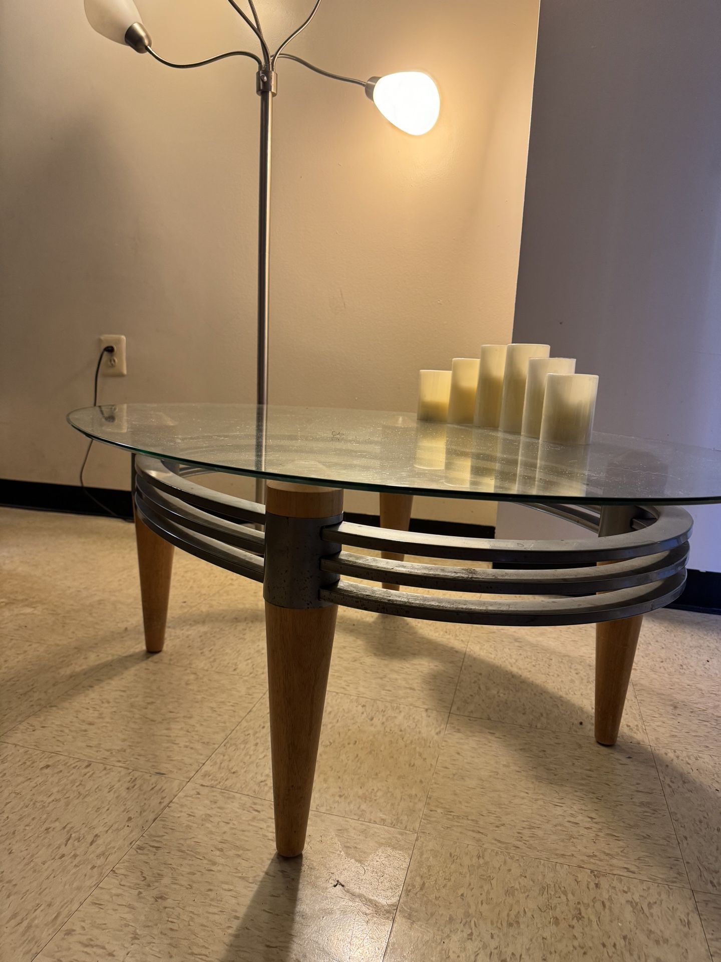 Steel and Wooden Coffee Table 