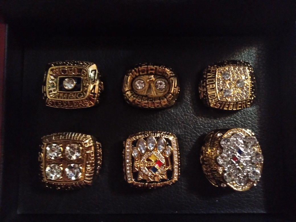 Pittsburgh Steelers Championship 6 Ring Set With Display Case