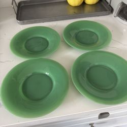 Antique 1930s 1940s Green Jadite Glass Plates 