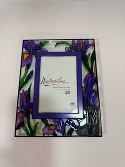 4x6" HAND PAINTED GLASS FRAME. VINTAGE.