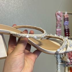 white perl heels