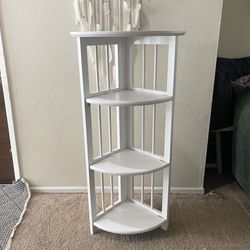 White wood corner bookshelves storage organizer