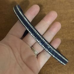 Navy Blue leather Rhinestone choker necklace