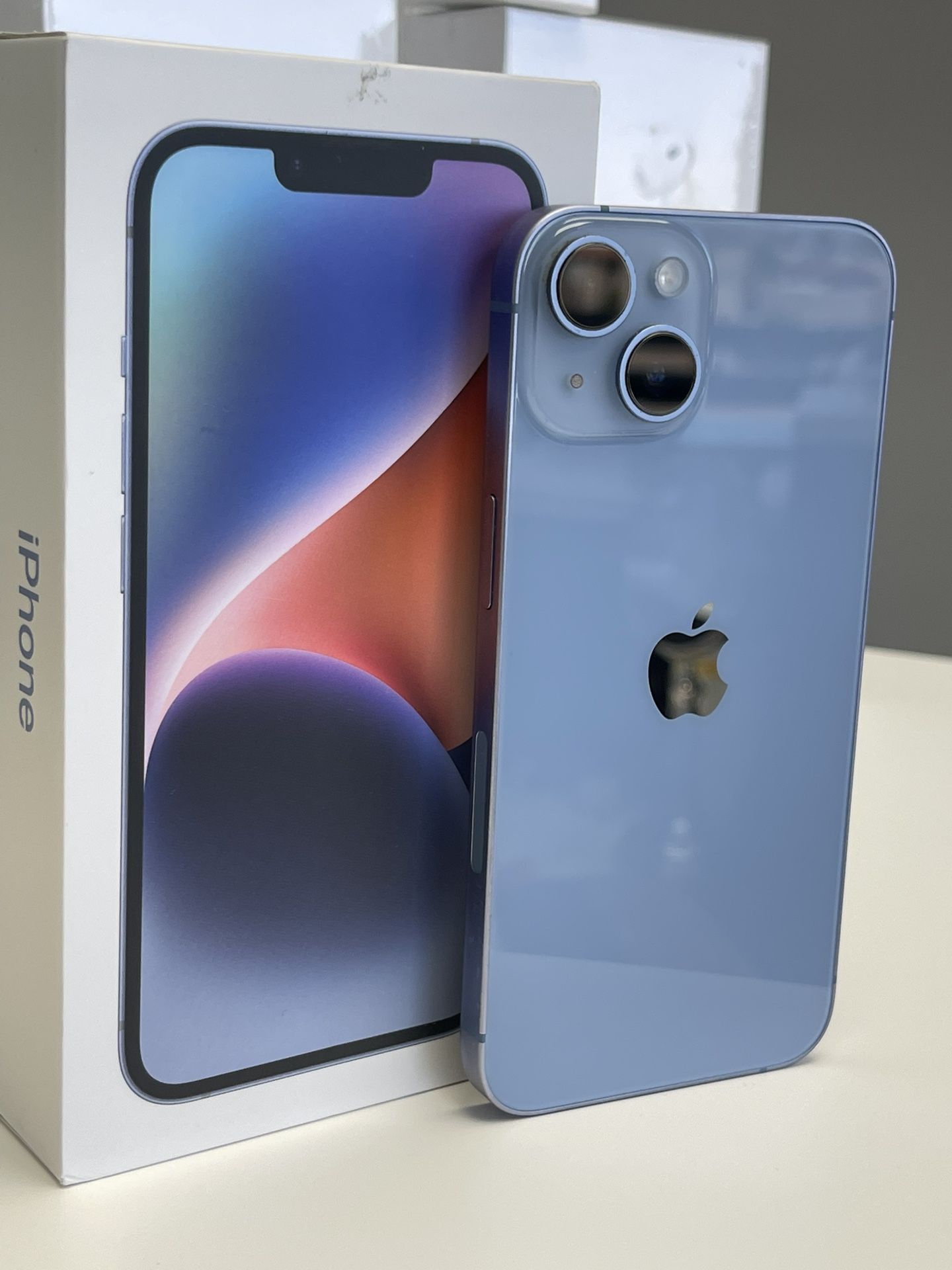 iPhone 14 Unlocked 128Gb Blue With Box And Charger 1 Month Warranty
