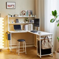 Large L Shaped White Office Desk, Computer ,Desk 