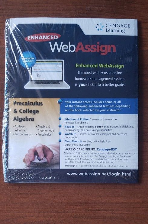 Cengage WebAssign Precalculus Access Code Algebra College Math