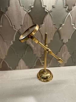 Antique Brass Standing Magnifying Glass
