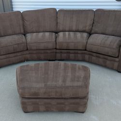 Brown Microfiber U-Shaped Sectional With Ottoman 
