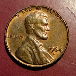 1964 D Lincoln pennie red DDO DDR very fine condition
