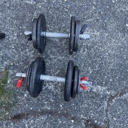 Pair of adjustable dumbbells ( 4 x 10lbs 4 x 5lbs 2 x 2 1/2lbs