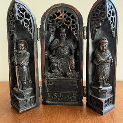 Chinese Folding Buddhist Triptych, Antique Vintage