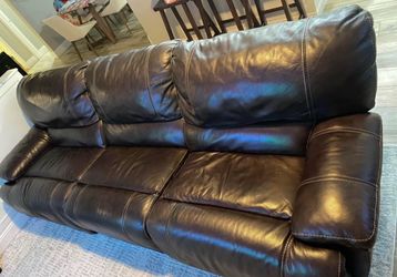 Leather Electric reclining sectional couch