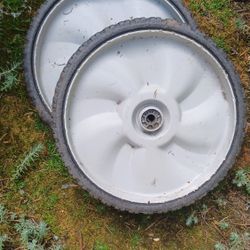 Lawn Mower Rear Wheels. 12 In. Could Be Used For Other Things $10 For Both