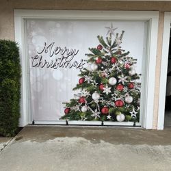 7x8 Merry Christmas Tree Garage Door Mural