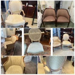 Selection of antique vintage chairs