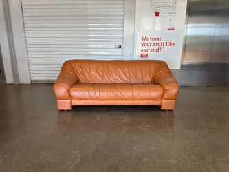 Cognac Leather Three-Seat Sofa