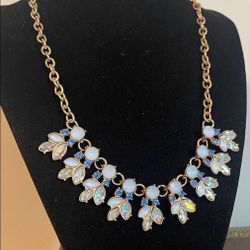 Charming Charlie Opalescent AB & blue statement necklace