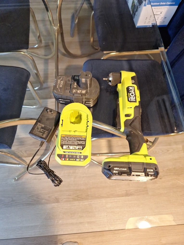Ryobi Right Angle Drill + Batteries And Charger