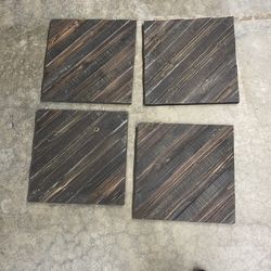 Wood Art Tiles 15 Inches Set Of 4