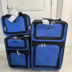 Expandable Travel Rolling Luggage, Blue, 3-Piece Set (15/21/29)