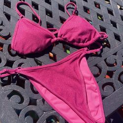 L.A Hearts  by PacSun, Glittery Pink Bikini, Medium 