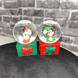 Vintage 2001 JC Penny Disney Mickey And Minnie Mouse Snowglobes Christmas Gift