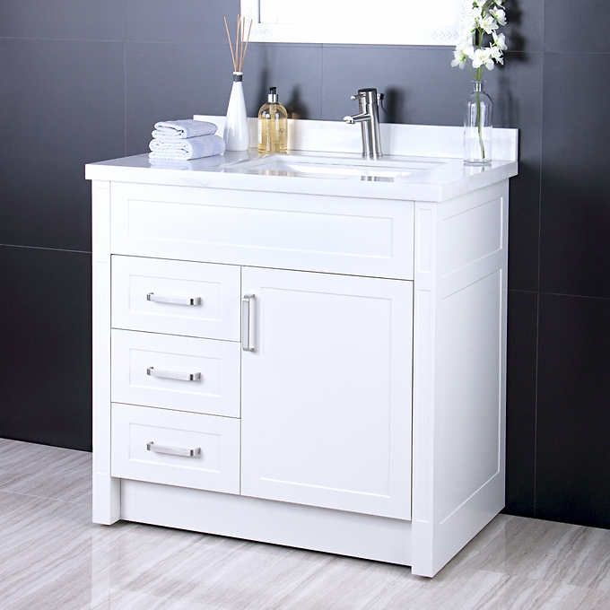 40 OFF // BRAND NEW IN BOX // COSTCO AFA 36" Stainless Steel Bathroom Vanity With Faucet for