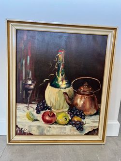 Large Mid Century Still Life, Original Oil Painting