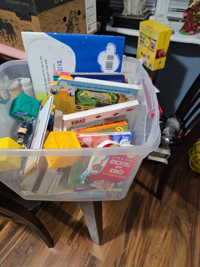 Baby Books And Toys In Toy Box