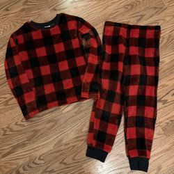 Boys Buffalo Checker High Pile Fleece Pajamas Size Small 6/7