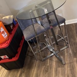 Glass Bar Table With Stools