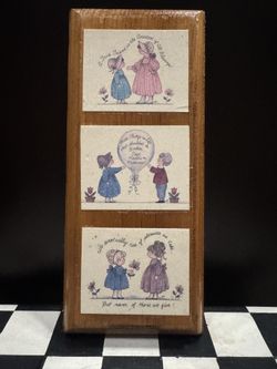 Hallmark Wood Plaque 3 Prints - Joan Walsh Anglund 9”x4”