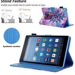 Dteck Protective Case for Kindle Fire HD 8 Tablet (8th Generation 2018 & 7th Generation 2017 & 6th Generation 2016) - Magnetic Folio Stand Wallet Cute