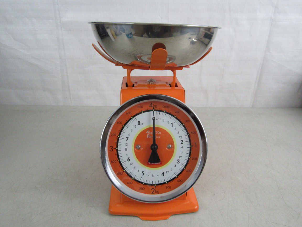 Typhoon 8 Pound 4 Kg Kitchen Scale Steel Orange Enamel


